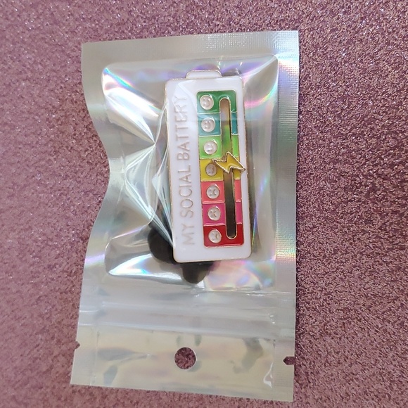 NEW Social Battery Functional Sliding Enamel Pin - Picture 4 of 4